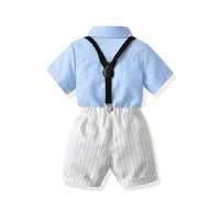 Load image into Gallery viewer, 2 Pieces Set Baby Kid Boys Birthday Party Bow Shirts And Striped Rompers Wholesale 220531611
