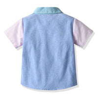Load image into Gallery viewer, 2 Pieces Set Baby Kid Unisex Color-blocking Bow Shirts And Shorts Wholesale 220531616
