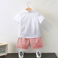 Load image into Gallery viewer, 2 Pieces Set Baby Kid Boys Dressy Solid Color Bow Shirts And Shorts Suits Wholesale 220531619
