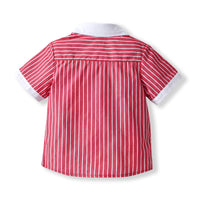 Load image into Gallery viewer, 2 Pieces Set Baby Kid Boys Dressy Striped Bow T-Shirts And Shorts Suits Wholesale 220531620
