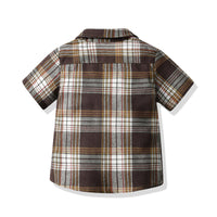 Load image into Gallery viewer, 2 Pieces Set Baby Kid Boys Dressy Checked Bow Shirts And Shorts Suits Wholesale 220531629
