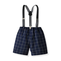 Load image into Gallery viewer, 2 Pieces Set Baby Kid Boys Dressy Checked Bow Shirts And Shorts Suits Wholesale 220531629
