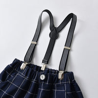 Load image into Gallery viewer, 2 Pieces Set Baby Kid Boys Dressy Checked Bow Shirts And Shorts Suits Wholesale 220531629
