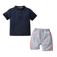 Load image into Gallery viewer, 2 Pieces Set Baby Kid Boys Sports Solid Color Print T-Shirts Color-blocking And Star Shorts Wholesale 22053175
