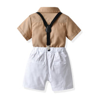 Load image into Gallery viewer, 2 Pieces Set Baby Kid Boys Dressy Solid Color Bow Shirts And Rompers Wholesale 22053182
