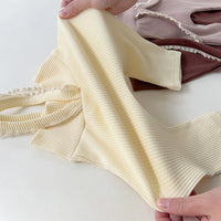 Load image into Gallery viewer, Baby Kid Girls Lace Muslin&amp;Ribbed Jumpsuits Wholesale 22053184
