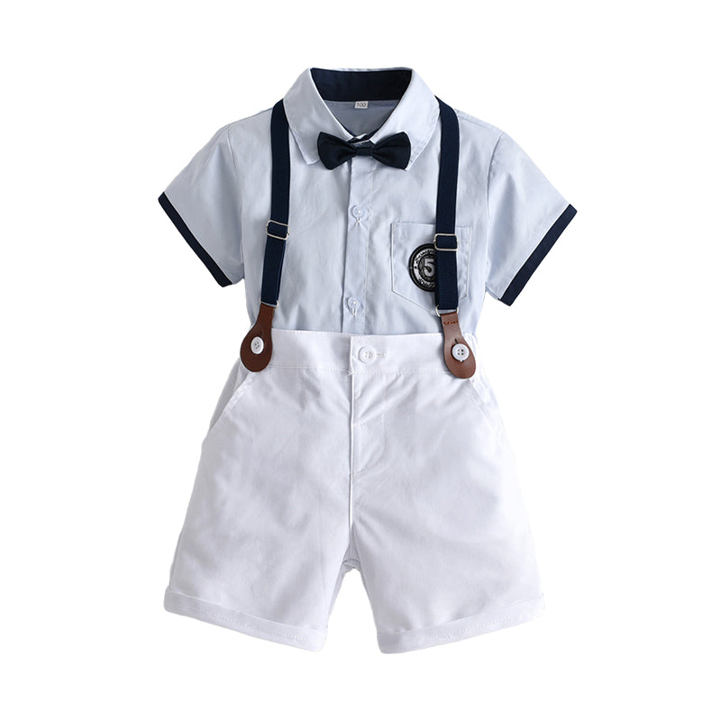 2 Pieces Set Baby Kid Boys Dressy Color-blocking Shirts And Solid Color Rompers Wholesale 22053185
