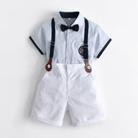 Load image into Gallery viewer, 2 Pieces Set Baby Kid Boys Dressy Color-blocking Shirts And Solid Color Rompers Wholesale 22053185
