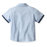 Load image into Gallery viewer, 2 Pieces Set Baby Kid Boys Dressy Color-blocking Shirts And Solid Color Rompers Wholesale 22053185
