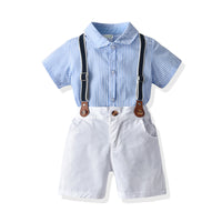 Load image into Gallery viewer, 2 Pieces Set Baby Boys Dressy Striped Rompers And Solid Color Rompers Wholesale 22053188
