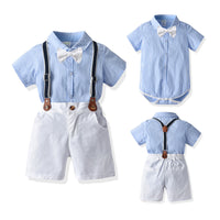 Load image into Gallery viewer, 2 Pieces Set Baby Boys Dressy Striped Rompers And Solid Color Rompers Wholesale 22053188

