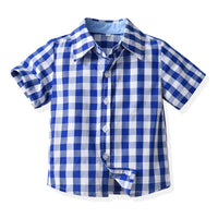 Load image into Gallery viewer, 2 Pieces Set Baby Kid Boys Birthday Party Checked Bow Shirts And Solid Color Rompers Wholesale 22053198
