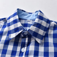 Load image into Gallery viewer, 2 Pieces Set Baby Kid Boys Birthday Party Checked Bow Shirts And Solid Color Rompers Wholesale 22053198
