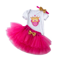 Load image into Gallery viewer, 3 Pieces Set Baby Girls Letters Flower Embroidered Rompers Solid Color Lace Skirts And Headwear Wholesale 22052489
