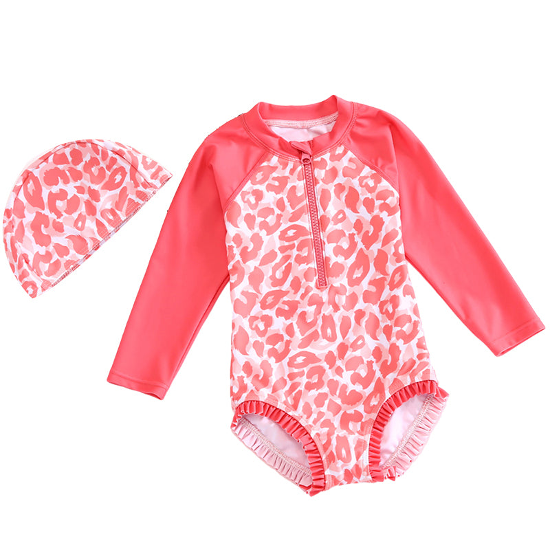 Baby Kid Girls Leopard print Beach Rompers Swimwears Wholesale 22060122