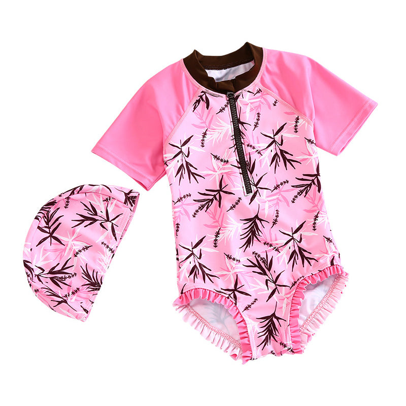 Baby Kid Girls Cartoon Print Beach Rompers Swimwears Wholesale 22060155