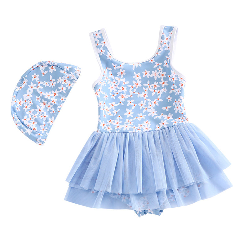 Baby Kid Girls Flower Lace Print Beach Rompers Swimwears Wholesale 22060168