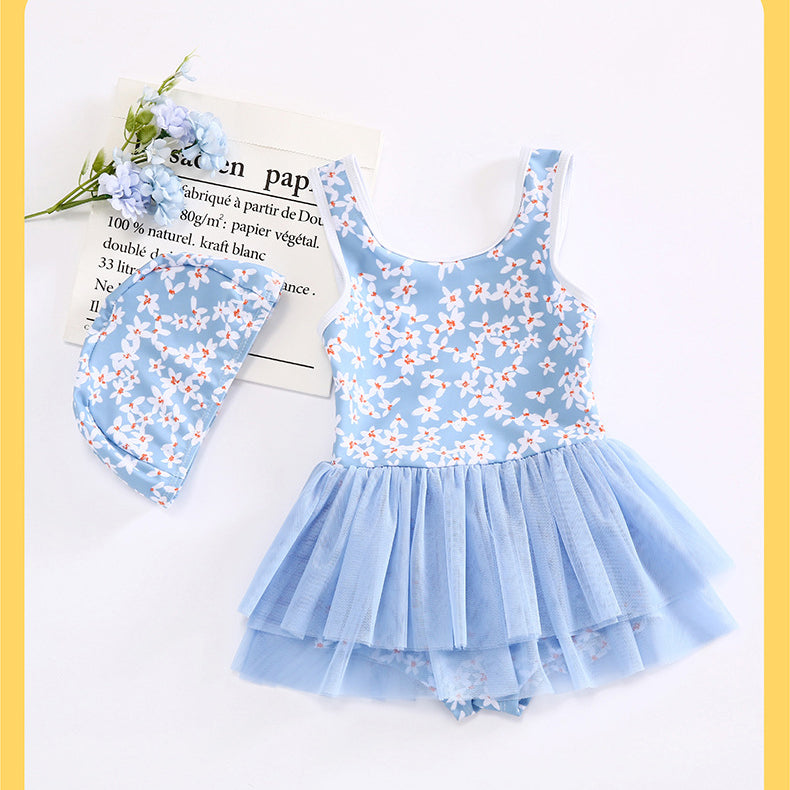 Baby Kid Girls Flower Lace Print Beach Rompers Swimwears Wholesale 22060168