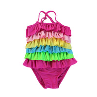 Load image into Gallery viewer, Girls Color-blocking Rainbow Beach Rompers Swimwears Wholesale 22060201

