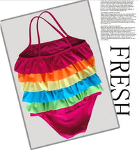 Load image into Gallery viewer, Girls Color-blocking Rainbow Beach Rompers Swimwears Wholesale 22060201
