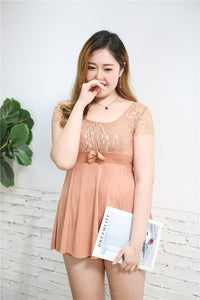 Load image into Gallery viewer, 2 Pieces Set Women Beach Lace Tops And Solid Color Shorts Swimwears Wholesale 22060233
