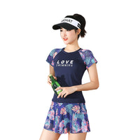 Load image into Gallery viewer, 2 Pieces Set Women Beach Flower Print T-Shirts And Shorts Swimwears Wholesale 22060234
