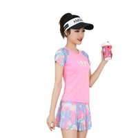 Load image into Gallery viewer, 2 Pieces Set Women Beach Flower Print T-Shirts And Shorts Swimwears Wholesale 22060234
