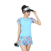 Load image into Gallery viewer, 2 Pieces Set Women Beach Flower Print T-Shirts And Shorts Swimwears Wholesale 22060234

