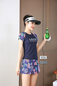 Load image into Gallery viewer, 2 Pieces Set Women Beach Flower Print T-Shirts And Shorts Swimwears Wholesale 22060234
