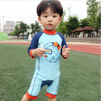 Load image into Gallery viewer, Baby Kid Boys Color-blocking Cartoon Print Beach Rompers Swimwears Wholesale 22060607
