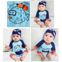 Load image into Gallery viewer, Baby Kid Boys Color-blocking Cartoon Print Beach Rompers Swimwears Wholesale 22060607
