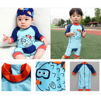 Load image into Gallery viewer, Baby Kid Boys Color-blocking Cartoon Print Beach Rompers Swimwears Wholesale 22060607
