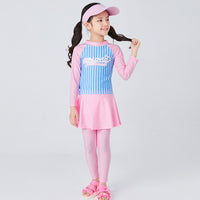Load image into Gallery viewer, 3 Pieces Set Baby Kid Big Kid Girls Beach Striped Letters Tops And Solid Color Pants And Hats Wholesale 220606112
