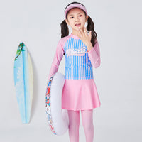 Load image into Gallery viewer, 3 Pieces Set Baby Kid Big Kid Girls Beach Striped Letters Tops And Solid Color Pants And Hats Wholesale 220606112
