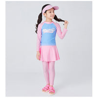 Load image into Gallery viewer, 3 Pieces Set Baby Kid Big Kid Girls Beach Striped Letters Tops And Solid Color Pants And Hats Wholesale 220606112
