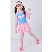 Load image into Gallery viewer, 3 Pieces Set Baby Kid Big Kid Girls Beach Striped Letters Tops And Solid Color Pants And Hats Wholesale 220606112
