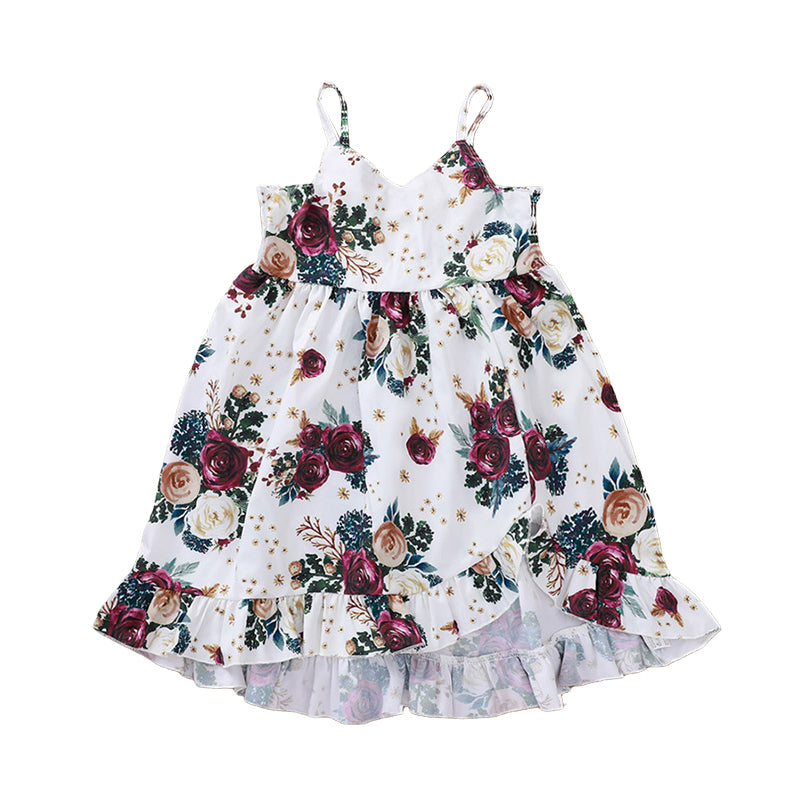 Baby Kid Girls Flower Print Dresses Wholesale 220606118