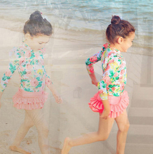 3 Pieces Set Baby Kid Girls Beach Flower Print Tops Solid Color Skirts And Hats Wholesale 22060613