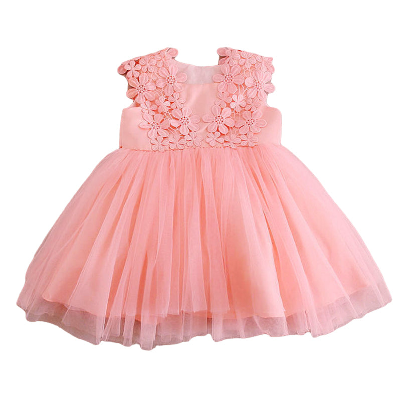 Baby Girls Solid Color Flower Dresses Wholesale 220606130