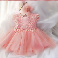 Load image into Gallery viewer, Baby Girls Solid Color Flower Dresses Wholesale 220606130
