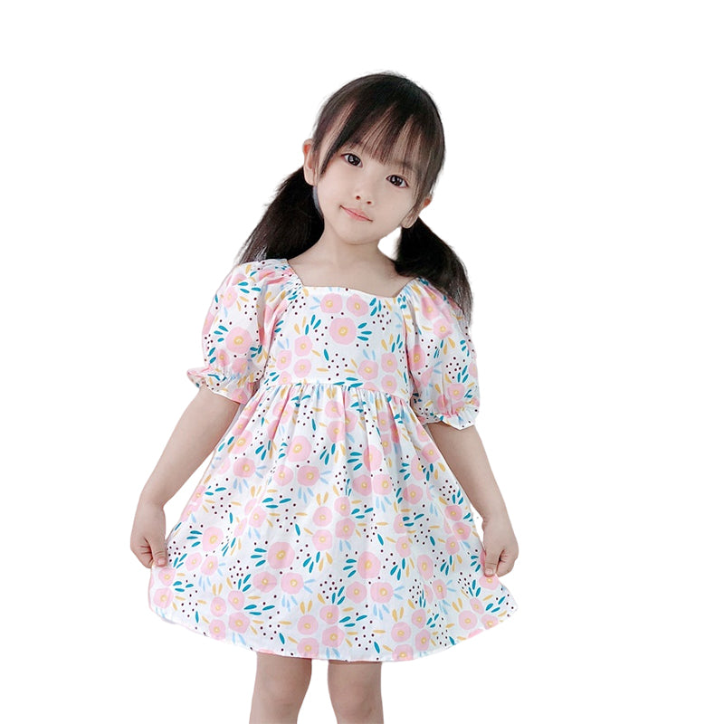 Baby Kid Girls Flower Print Dresses Wholesale 220606135