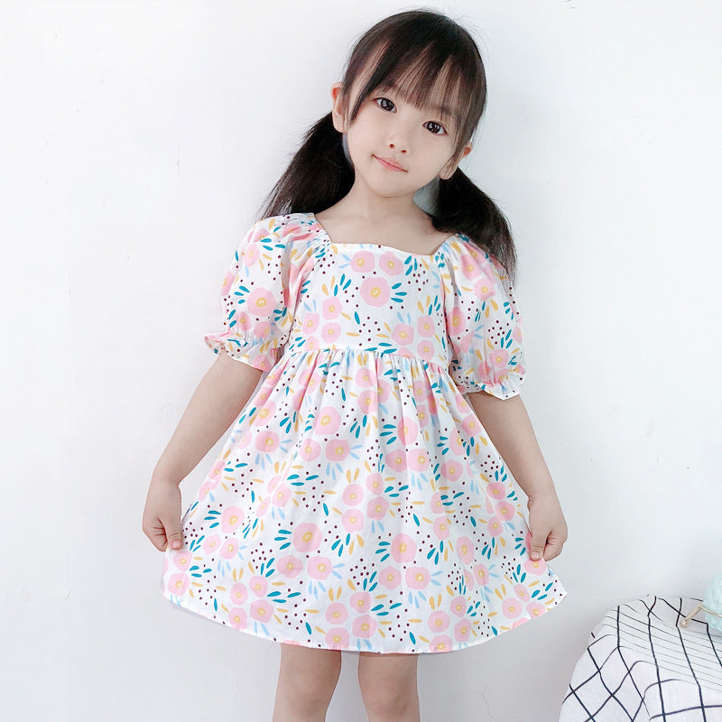 Baby Kid Girls Flower Print Dresses Wholesale 220606135