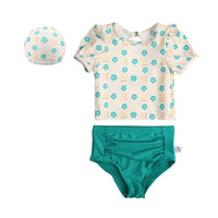 Load image into Gallery viewer, 3 Pieces Set Baby Kid Girls Flower Print Tops Solid Color Shorts And Hats Wholesale 220606137
