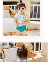 Load image into Gallery viewer, 3 Pieces Set Baby Kid Girls Flower Print Tops Solid Color Shorts And Hats Wholesale 220606137
