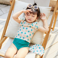 Load image into Gallery viewer, 3 Pieces Set Baby Kid Girls Flower Print Tops Solid Color Shorts And Hats Wholesale 220606137
