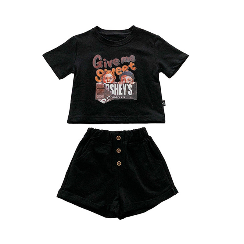 2 Pieces Set Baby Kid Unisex Letters Print T-Shirts And Solid Color Shorts Wholesale 220606153