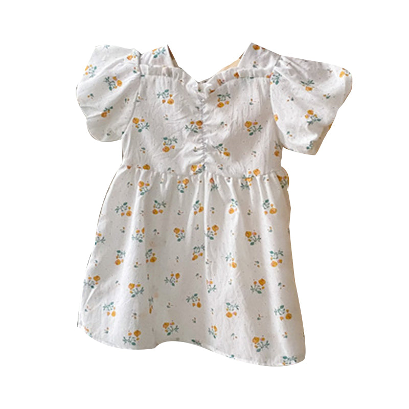 Baby Kid Girls Flower Print Dresses Wholesale 220606154