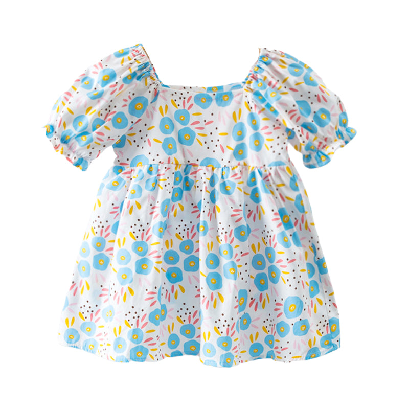 Baby Kid Girls Flower Print Dresses Wholesale 220606156