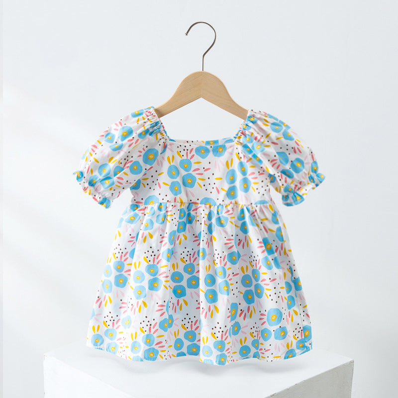 Baby Kid Girls Flower Print Dresses Wholesale 220606156