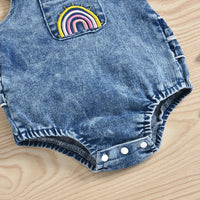 Load image into Gallery viewer, Baby Girls Rainbow Embroidered Rompers And Headwear Wholesale 220606181

